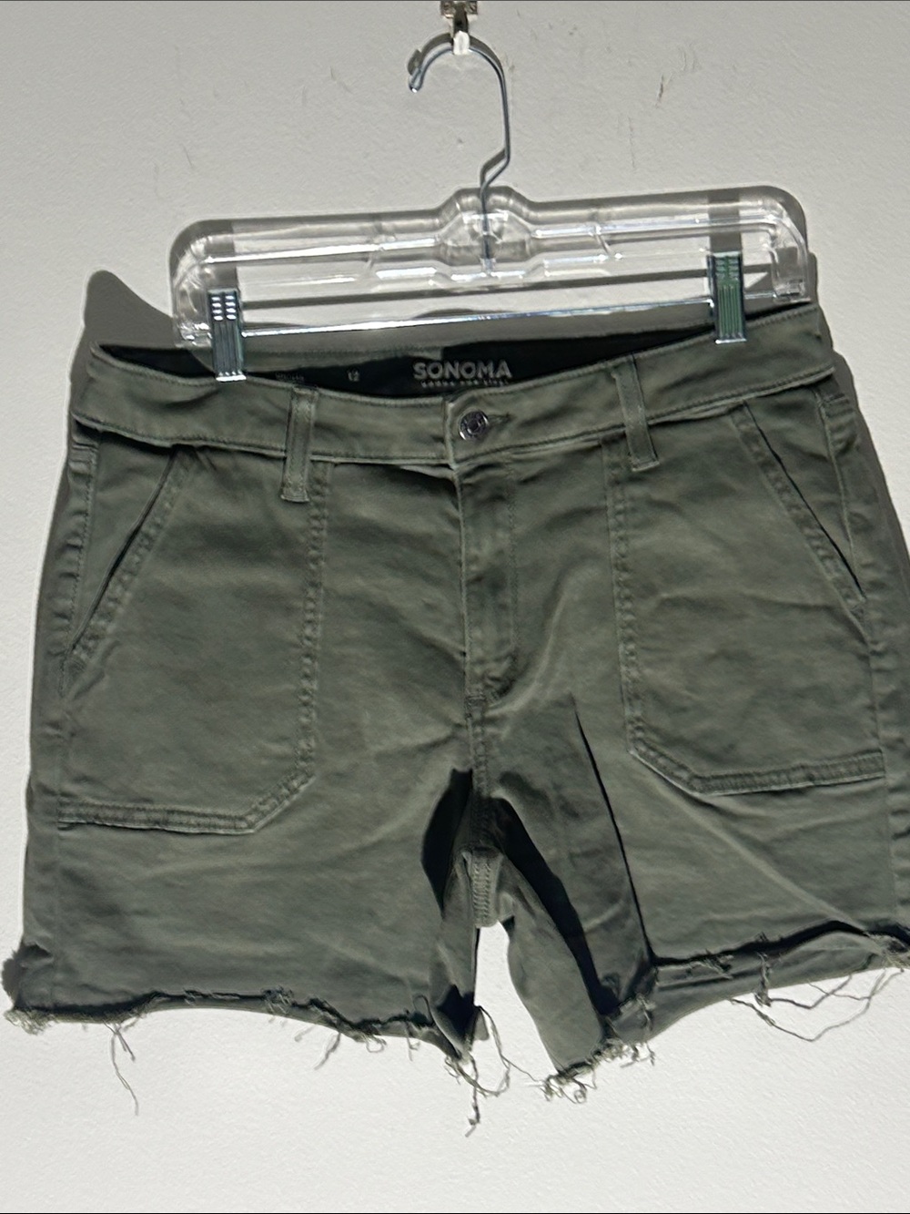 Sonoma Olive Green Utility Frayed Hem Women's Shorts